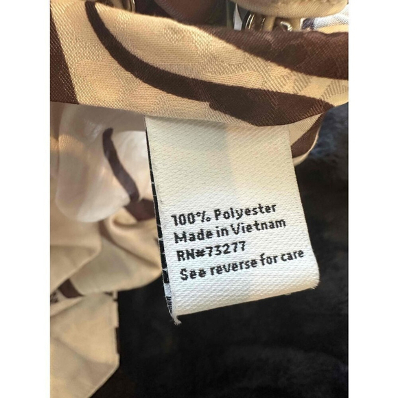 Nine West Woman Brown Abstract Print Crew Neck Smocked Blouse Lg Office Business - Picture 16 of 16